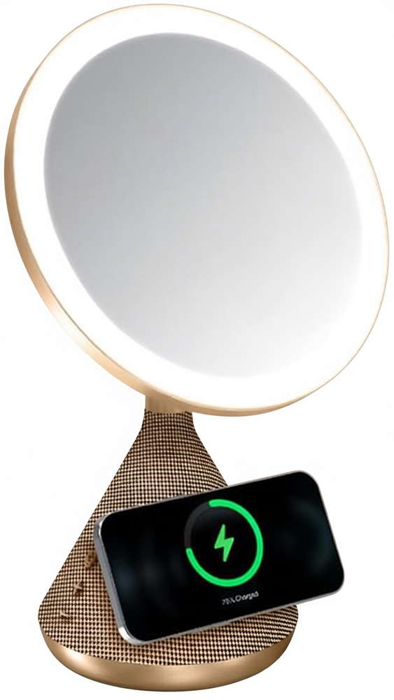 SenCiciMen Multi Functional Mirror with Speaker and Magsafe Charger (SCMW02243) Gold