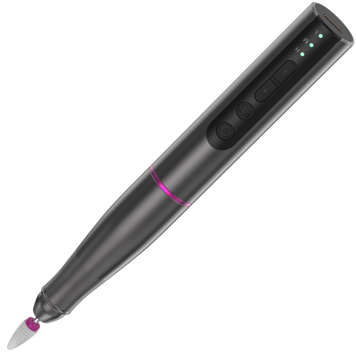 SenCiciMen Cordless Portable Electric Nail Drill 15000 RPM 6 Grinding Heads (VC-08A) Black